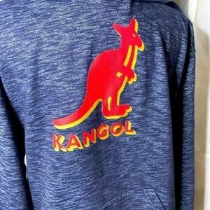 Kangol Logo Hoodie Mens Sweatshirt Heather Navy Blue sz L‌‌